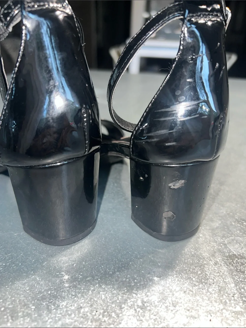Steve Madden Black Patent Open-Toe Ankle-Strap Heels